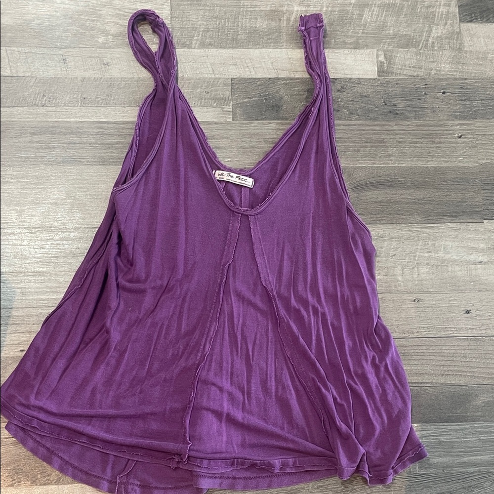 Free People Deep Purple Drapey V-Neck Tank